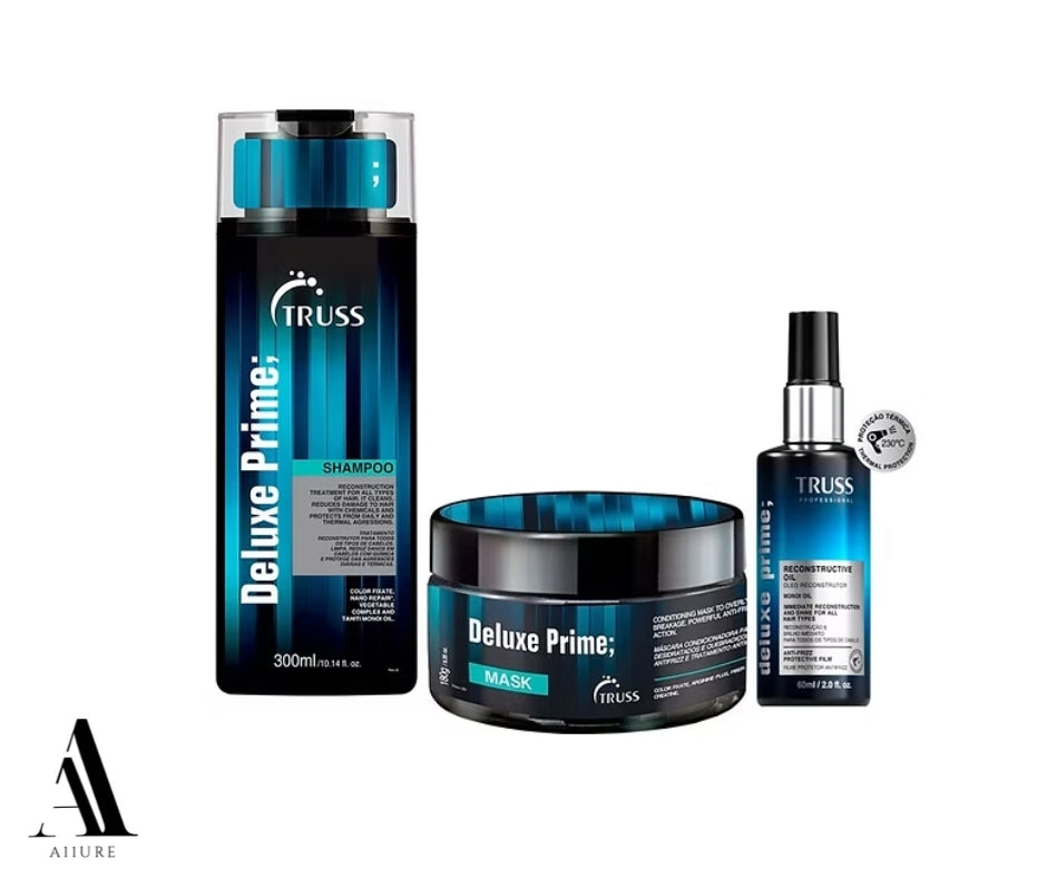 TRUSS Deluxe Prime Shampoo with Mask & Resconstructive Oil Set Bundle