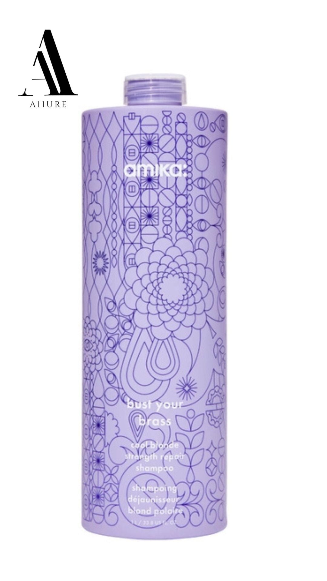 Amika Bust Your Brass Cool Blonde Strength Repair Shampoo 33.8 fl oz. 1L