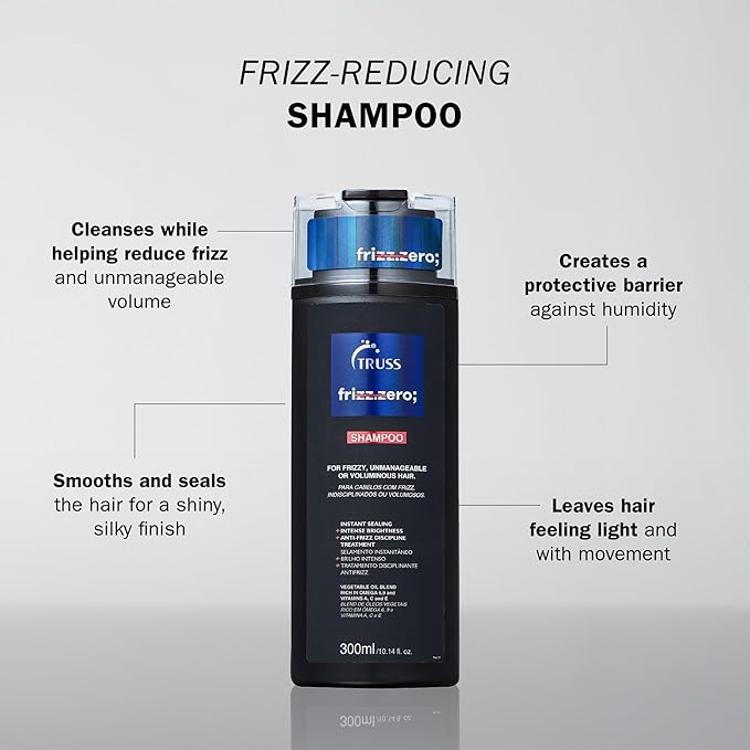 TRUSS Frizz Zero Shampoo - Shampoo For Frizzy Hair - Anti Frizz, Anti Humidity Formula Protects Against Moisture While Providing Volume And Shine And Free Of Split Ends