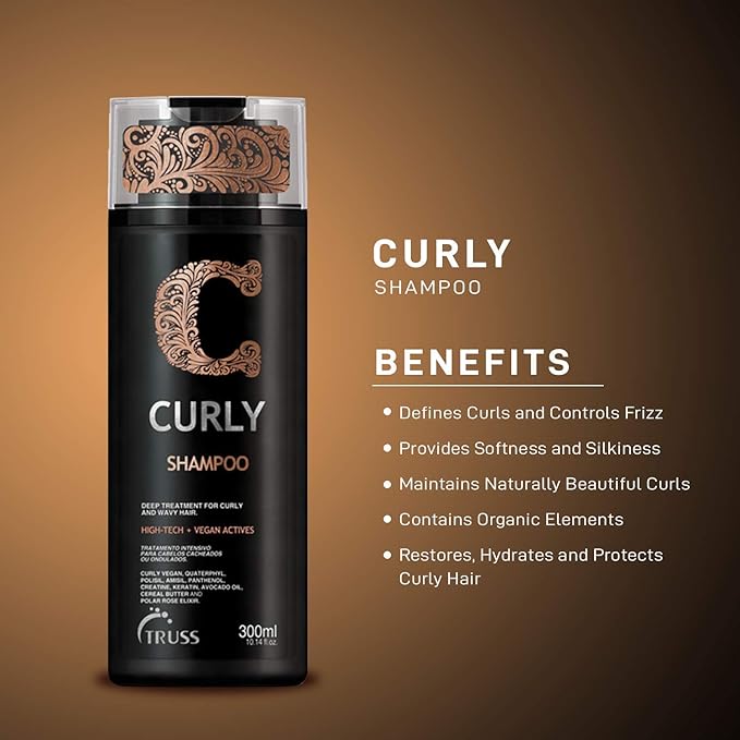 Truss Curly Shampoo - Gentle Cleansing for Defined, Detangled, Frizz-Controlled Wavy and Curly Hair with Softness, Moisture Balance and Conditioning