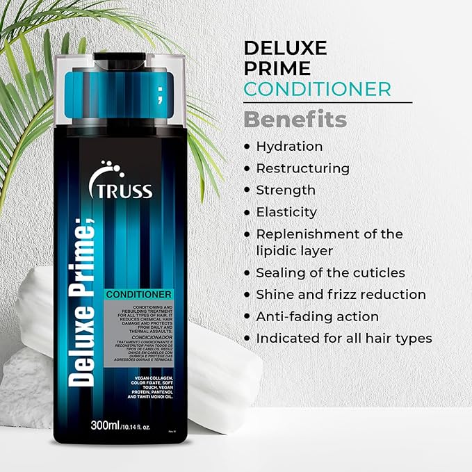 TRUSS Deluxe Prime Conditioner - Deep Conditioning Treatment, Hair Repair & Hair Softener with an Anti Fading Action - Seal Cuticles & Reduce Damage Caused by Chemical Treatments (10.14oz)