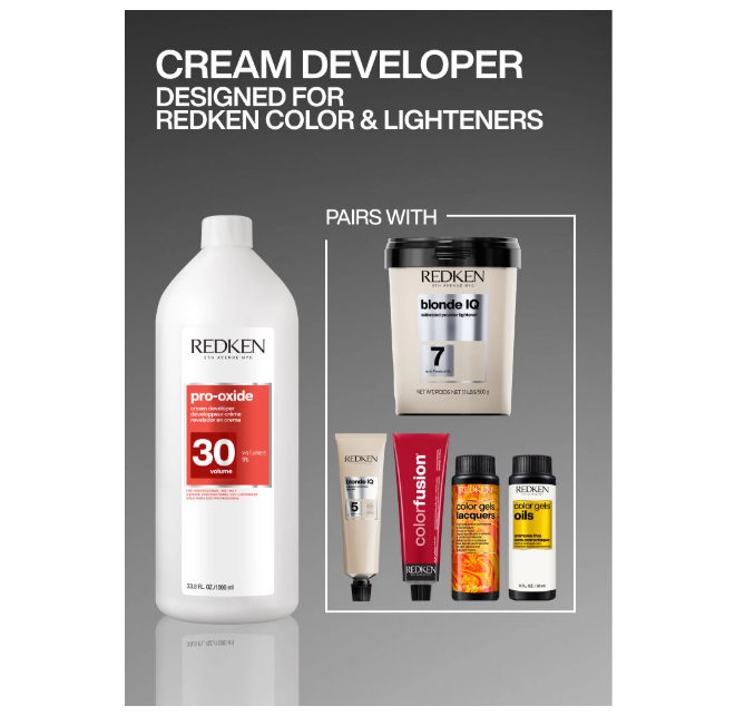 REDKEN PRO-OXIDE Cream Developer 30-Volume For Lightener and Hair Color 33.8 oz