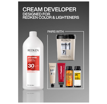 REDKEN PRO-OXIDE Cream Developer 30-Volume For Lightener and Hair Color 33.8 oz
