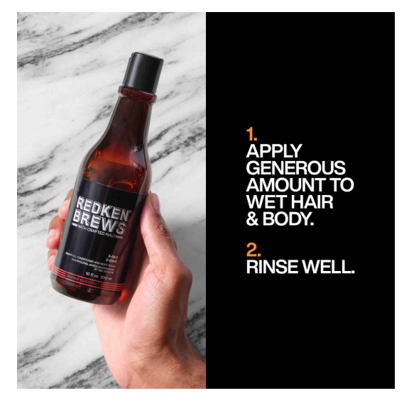 REDKEN Brews 3-in-1 Shampoo, Conditioner & Body Wash For Men